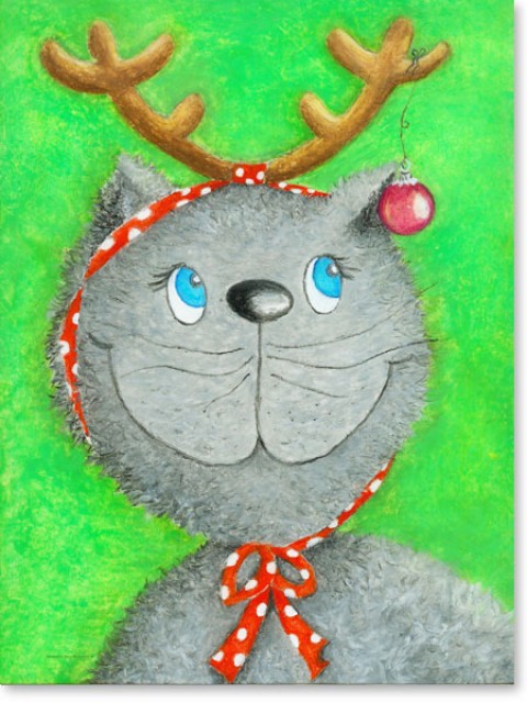 Weihnachtskatze Lina  - Kunst - Geschenk für Katzenliebhaber - Hauskatzen - Brodersby - Schönhagen