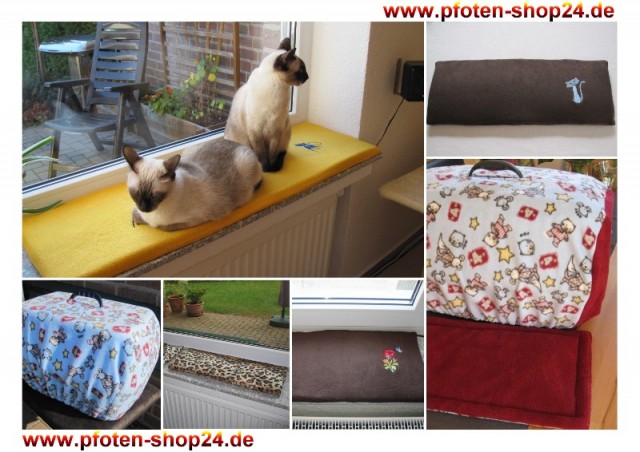 Fertige Fensterkissen (Auflagen) nach Wunsch mit Stickerei  - Katzen Zubehoer - Isselburg
