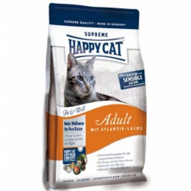 Katzenfutter: Happy Cat Fit & Well Adult Atlantik-Lachs - 4 kg - Versand deutsch - Katzen Zubehoer - Bruckmühl