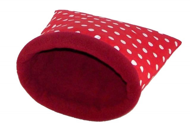 Kuschelsack f. Katzen, kleine Hunde, rot mit weissen Punkten - Katzen Zubehoer - Mülheim